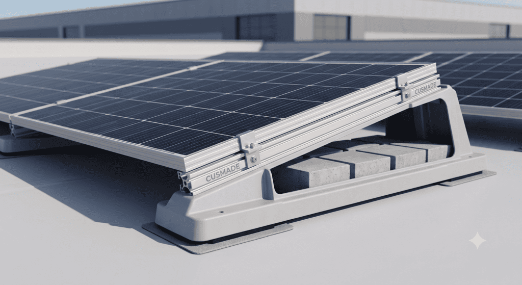 Consola de montaje lastrada para cubierta plana en material resistente a la intemperie de Cusmade K-500®